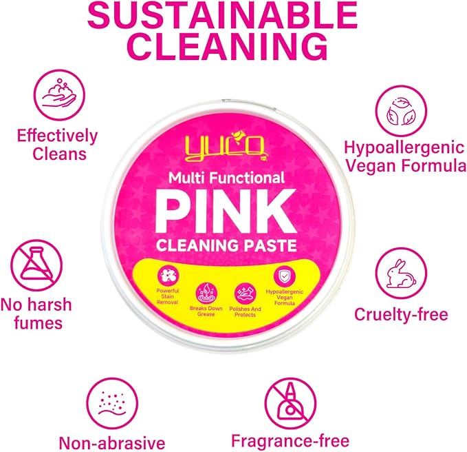 YCUO All Purpose Cleaner-The Pink Stuff-The Miracle All Purpose Cleaning Paste Clay Bar Cleans Stoves,Bathrooms,All Hard Surfaces–100% Natural Cleaning Product