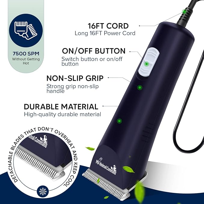 Professional Livestock Clippers for Grooming , Lightweight, Powerful Due to Our Innovative Brushless Motor, Thick Coats Trimmer for Sheep, Horses, Pigs, Farm Animals and Large and XL Dogs (Rescued)