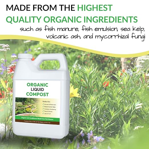 Organic Liquid Compost: Fast-Acting Alternative to Messy and Smelly Composting | Compost Tea Concentrate Perfect for Brewing Compost Teas (1 Gallon, Treats Up to 20,000 Sq.Feet)