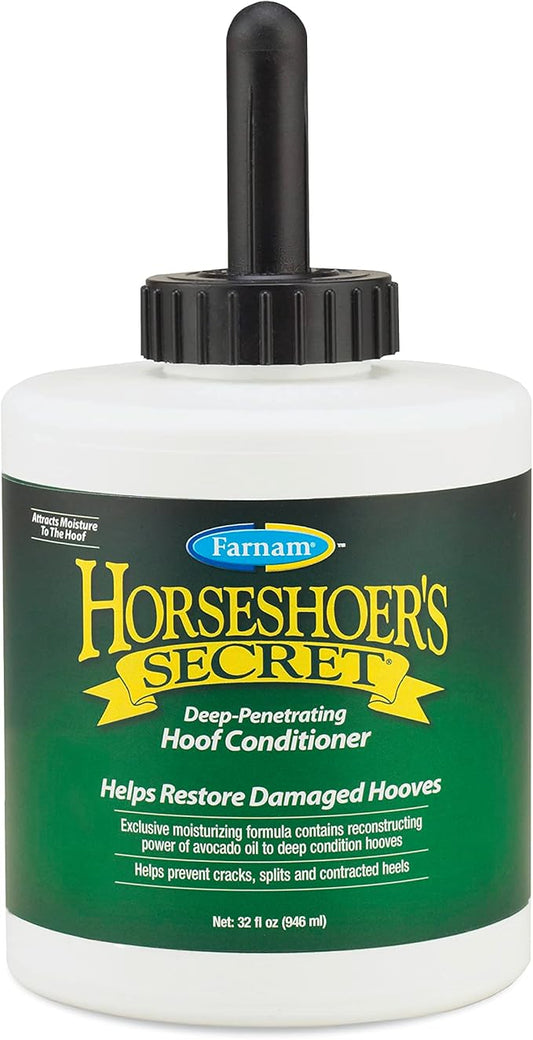 Farnam Horseshoer's Secret Deep-Penetrating Hoof Oil for Horses, Conditions Dry Hooves and Prevents Cracks, Splits and Contracted Heels, Contains Avocado Oil, 32 Oz.