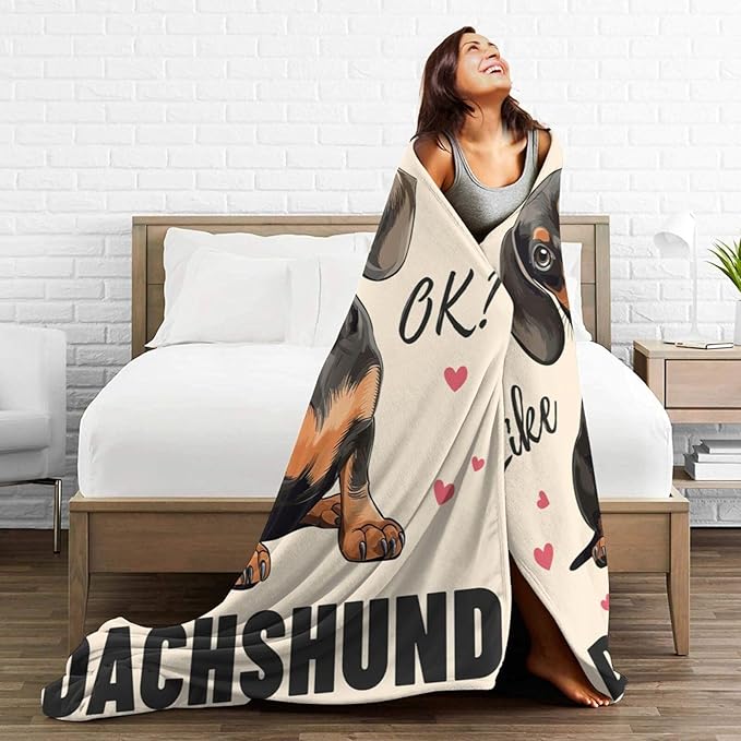 Dachshund Blanket, Soft Plush Fleece Weiner Dog Animal Throw Blanket - Cozy Warm Stuffed Blankets Bedding Dachshund Gifts for Women Girls Kids Adults 50"X60"
