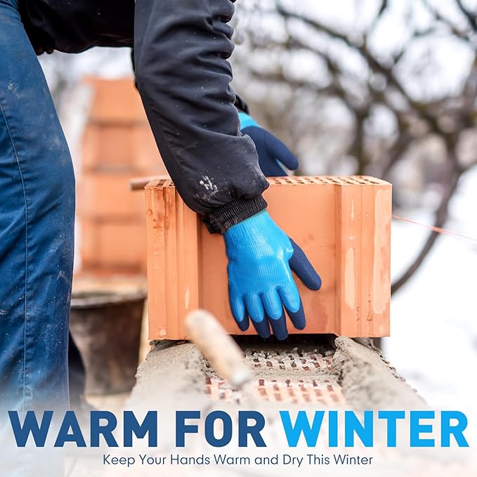 100 Pairs Waterproof Safety Winter Work Gloves with Grip for Men Plush Warmth Thickened Freezer Gloves Keep Hands Warm for Outdoor Cold Weather Work Below Zero Shoveling Snow, Ice Fishing