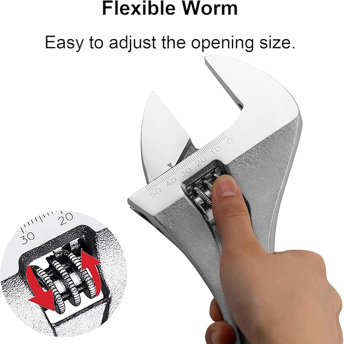 Jetech 15-Inch Adjustable Wrench - Professional Heavy Duty Chrome Vanadium Steel Shifter Spanner with Inch/Metric Scale Wide Caliber Opening