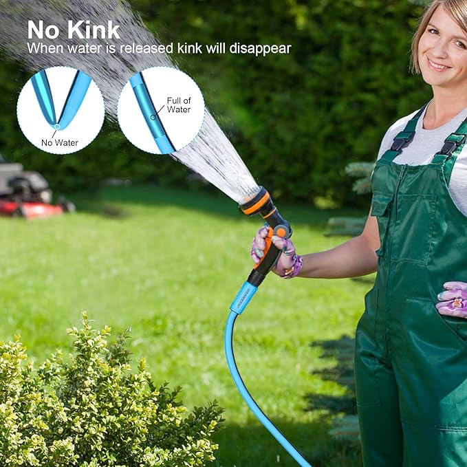 Garden Hose 5/8" x150FT,Heavy Duty 450B.P Water Hose Lawn & Garden Watering Equipment 3/4" Solid Brass Fittings