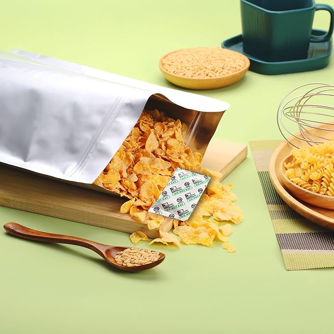 SHXWELL 50pcs 2 Quart Mylar Bags for Food Storage with Oxygen Absorbers 300CC (6 Packs of 10pcs) and Labels, 10 Mil 8"x12" Zipper Pouches Resealable and Heat Sealable for Long Term Food Storage