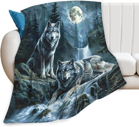 Tijuboni Wolf Throw Blanket Wolf Gifts for Girls Boys Women Men Kids Adults Soft Flannel Fleece Blanket for Couch Sofa Bed Home Decor 50"x60"