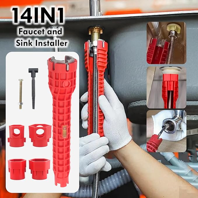 14-in-1 Multi-functional Wrench Faucet Sink Installer Tool for Toilet, Bathroom, Sink, Kitchen Plumbing Installation and Repairs