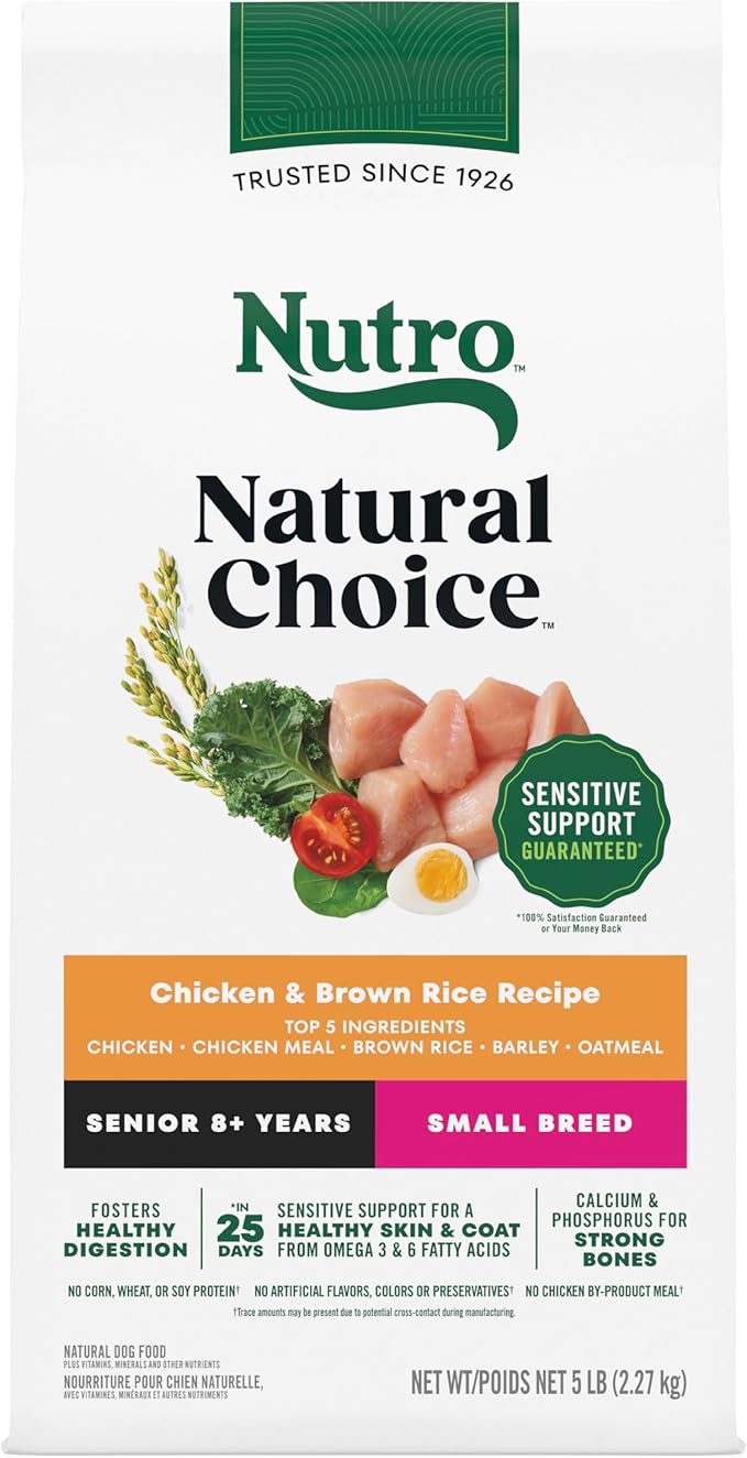 Nutro Natural Choice Small Breed Senior Dog Food, Chicken & Brown Rice Recipe, 5 lb. Bag