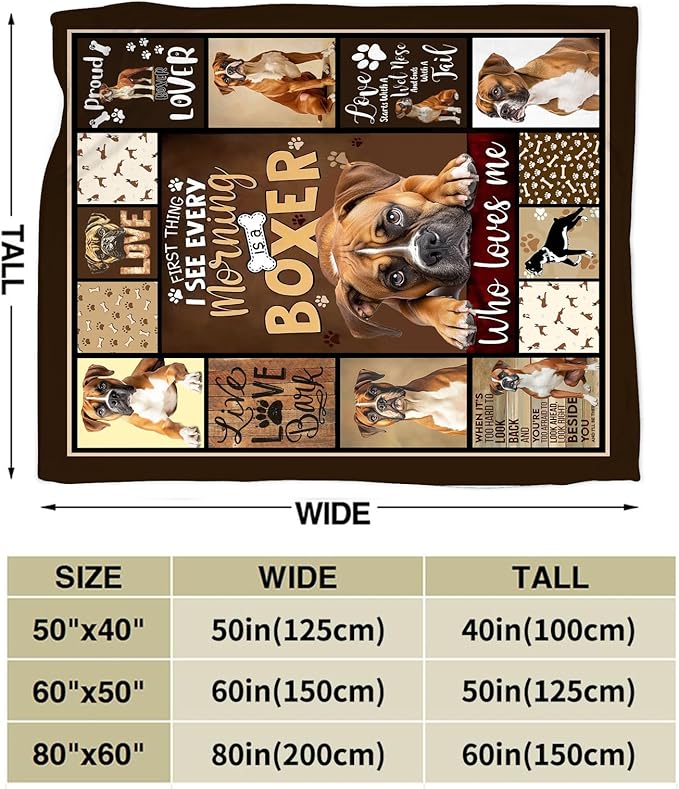 Boxer Dog Blanket, Puppy Throw Blankets, Animal Fuzzy Plush Blanket Ultra Soft for Dog Lover Gift Kids Teens Women Men Girls Boys Stuff Decor for Home Bedding Sofas Couch Camping 80"X60"