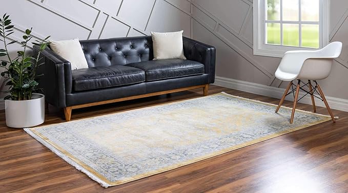 Unique Loom Baracoa Collection Area Rug - Prado (5' 5" x 8' Rectangle, Yellow/ Ivory)