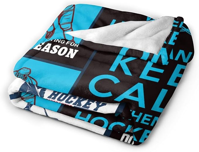 Super Soft Warm Ice Hockey Fleece Throw Blanket - Cozy Fluffy Plush Stuff Lightweight Flannel Gifts for Kids & Adults - 80"X60"