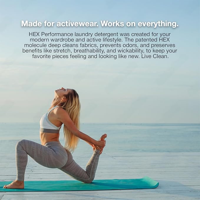 HEX Performance Laundry Detergent, Unscented, 100 Loads (Pack of 2) - Designed for Activewear, Eco-Friendly, Concentrated Formula