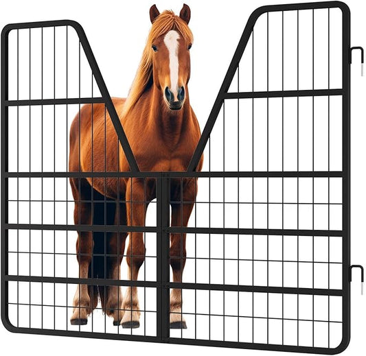 52" W x 42" H Horse Stall Door, Essential Stall Guard System for Horses Featuring Heavy Duty Steel & Yoke Design, Two-Way Swing.