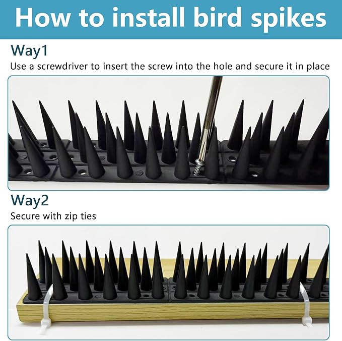 Bird Spikes,Black,20 Pack Bird Deterrents for Outside,Keep Raccoon Squirrel Pigeon Away,Fence Spike for Garden Patio