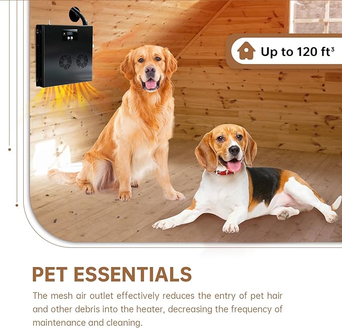 Briidea 400W Dog House Heater with PTC Rapid Heating (3 Seconds), 32℉-122℉ Temperature Range, 11.5FT Anti-Chew Cord, Heats Up to 120 Cubic Feet Dog Houses, Chicken Coops & Rabbit Cages