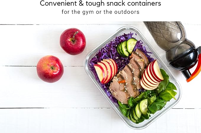 Brieftons Glass Meal Prep Containers: 5 Pack, 35 Oz with Airtight, Leakproof Snap Locking Lids, Perfect for Food Storage, Lunch & Portion Control, BPA-Free, Microwave, Oven, Freezer & Dishwasher Safe