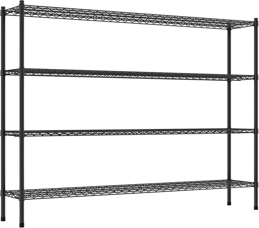 Commercial NSF Listed Black Epoxy Stationary Wire Shelving Kit 14" x 72" x 54", with 4 Shelves Perfect for Warehouse, Walk-in Refrigerator, Freezer, Grocery Store, Restaurant, Dishroom