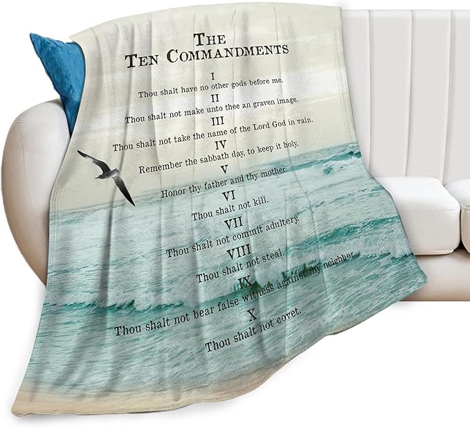 Christian Bible Blanket 10 Commandments Throw Blanket Christian Gifts and Decor Religious Bible Verse Blanket for Girls Women Kids Adults Soft Warm Cozy Fleece Blanket for Couch Sofa Bed 50"x40"