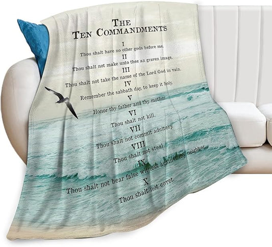 Christian Bible Blanket 10 Commandments Throw Blanket Christian Gifts and Decor Religious Bible Verse Blanket for Girls Women Kids Adults Soft Warm Cozy Fleece Blanket for Couch Sofa Bed 50"x40"
