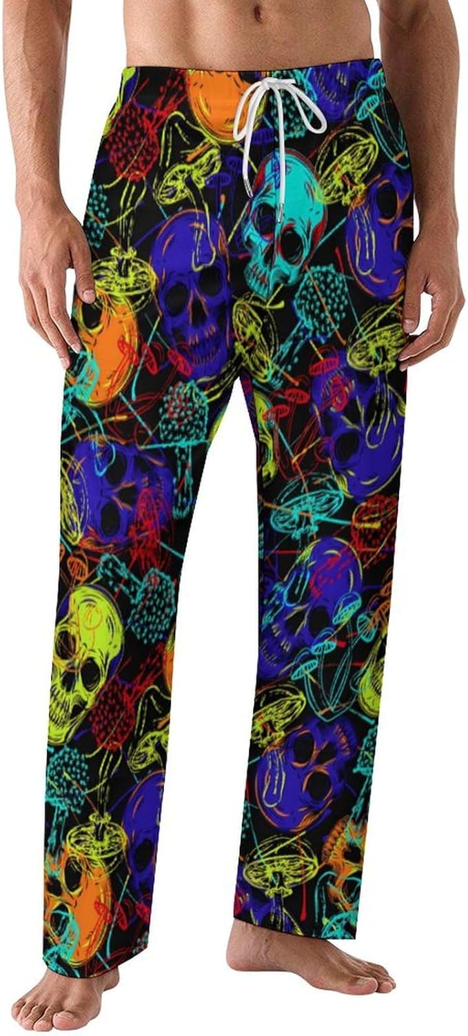 Funny Mens Pajama Pants Lightweight Soft Lounge Pant Sleep Pj Bottoms for Men With Pockets