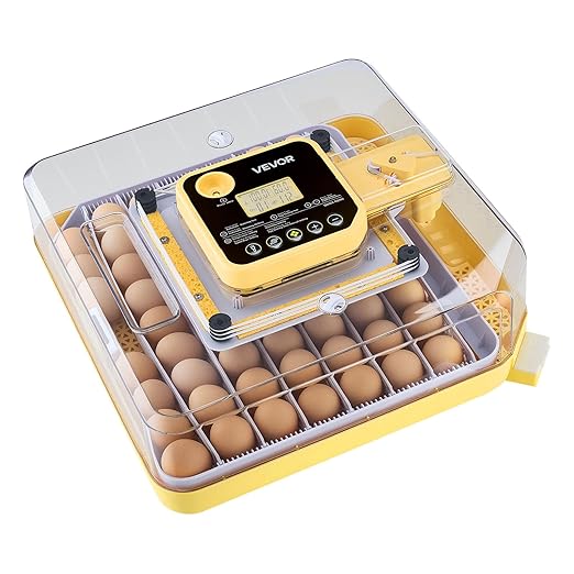 VEVOR 48 Egg Incubator, Automatic Egg Turner with LED Candler, Temperature Display & Auto Humidity Control, 360° View Clear Window, Poultry Eggs Incubator for Hatching Chicks Ducks Goose Quail