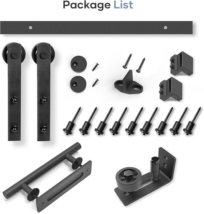 EaseLife 12 FT Sliding Barn Door Track and Handle Hardware Kit, Straight Pulley,Slide Smoothly Quietly,Easy Install (12FT Track Kit for 66"~72" Wide Single Door)