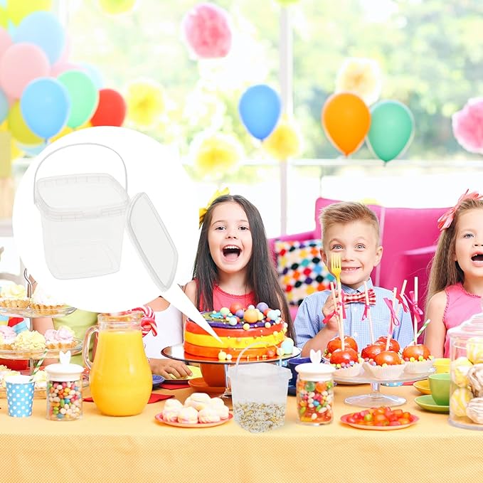 Baluue 10pcs Milk Tea Night Supplies Bucket with Lid Food Storage Container Clear Food Bucket Fruit Yogurt Snacks Clear Popcorn Cookie