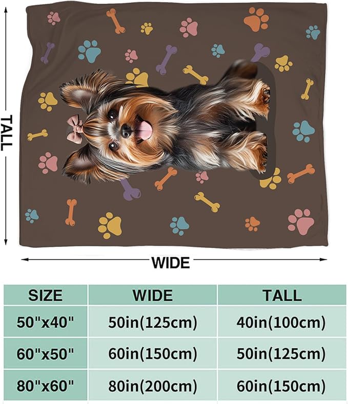 Dynova Yorkshire Terrier Blanket Dog Lovers Gifts Cozy Plush Cute Yorkie Throw Blankets Decor Fuzzy Flannel Fleece for Girls Boys Women Men 80"X60"