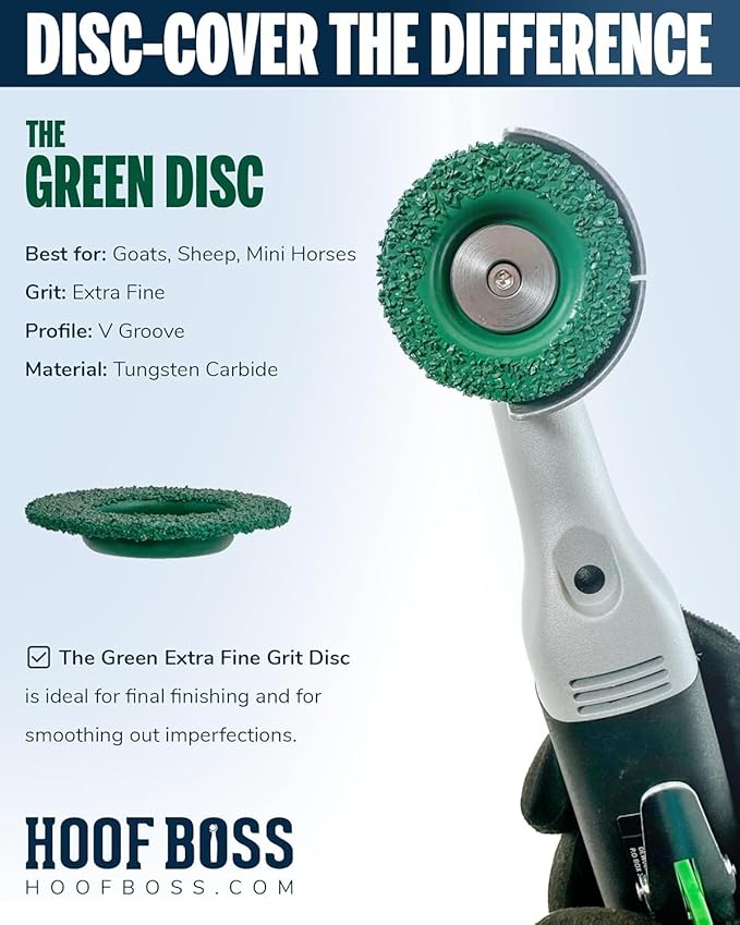 Hoof Boss Electric Pig Hoof Trimmer Kit, 110V US — Rotary Hoof Grinder for Pigs & Swine with Medium & Fine Discs, Dome Top Finisher, Buffing Sander, Safety Glasses & Tool Bag