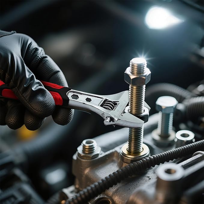 8-Inch Adjustable Wrench, Wide Jaw Adjustable Wrench with Anti-Slip Grips, Cr-V Steel Wrenchs for Home Repair, DIY, Garage