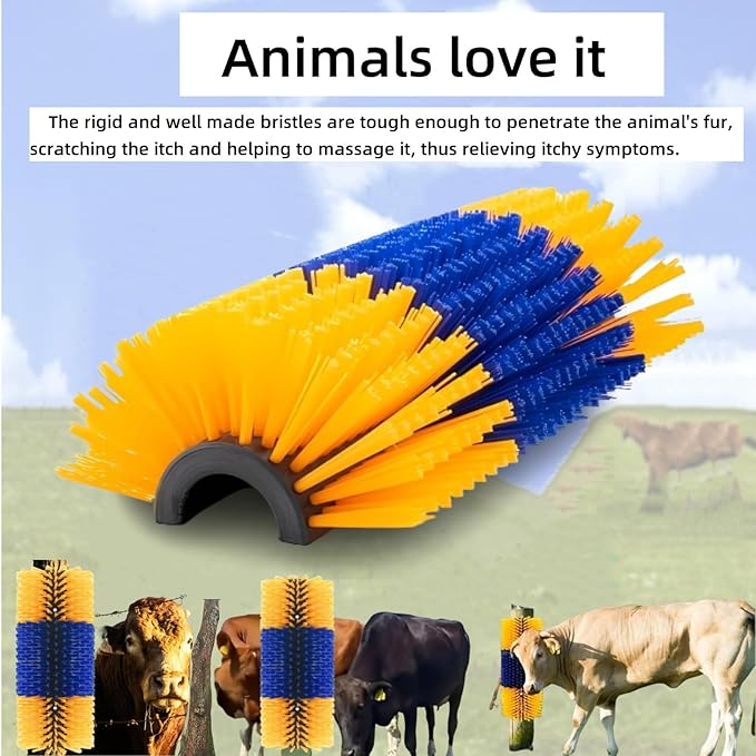 Livestock Scratch Brush,Goat Cow Horse Pig Dog Livestock Brushes for Scratcher, Big Goat Scratching Post for Animal Self-Grooming, Clean The Fur,Protecting Fences