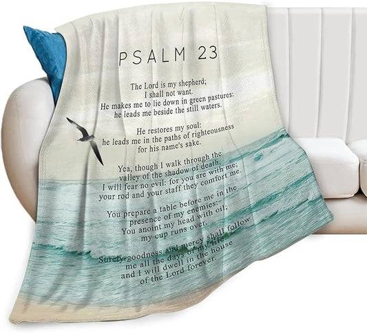 Tijuboni Psalm 23 Throw Blanket Christian Religious Gifts for Women Men Girls Boys Kids Adults Soft Flannel Fleece Blanket for Couch Sofa Bed Home Decor 40"x50"