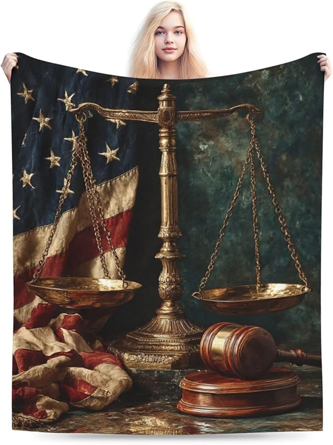 Lawyer Throw Blanket Law Day Flannel Blankets American Flag Fuzzy Plush Super Soft Cozy Warm Decor Lawyer Gifts for Boys Girls Kids Adults Men Women 50" x 60"