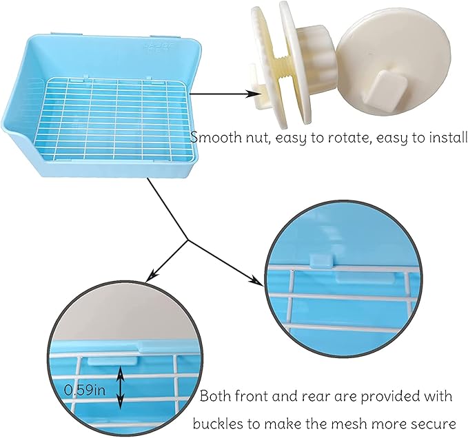Tfwadmx Rabbit Litter Box Toilet Bunny Corner Litter Pan Pet Toilet Potty Trainer with Scoop Rabbit Chew Toys for Guinea Pigs Galesaur Chinchilla Ferret Small Animal (White)