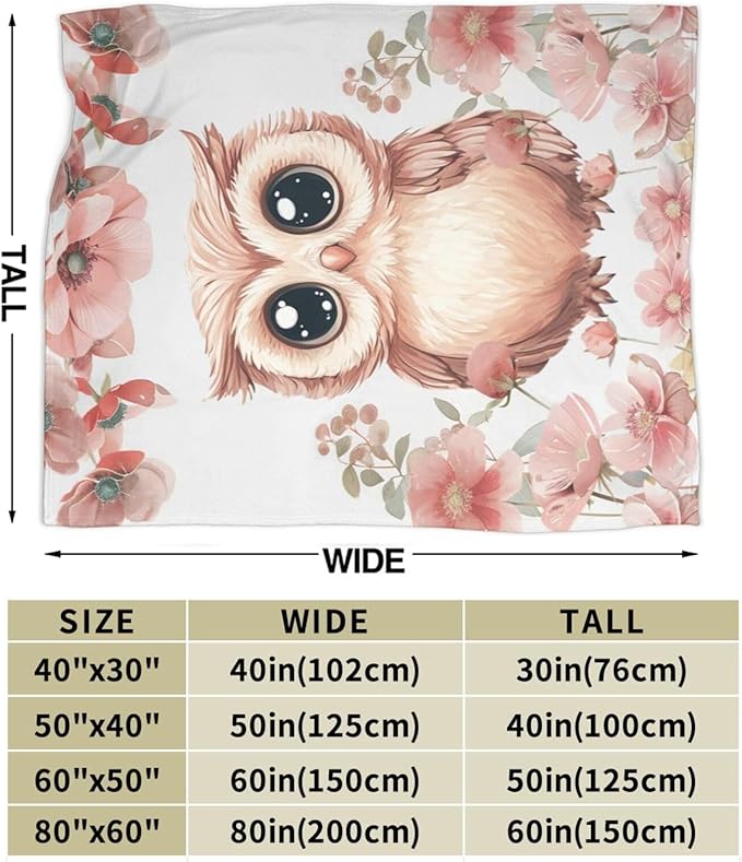 Owl Blanket Owls Throw Blanket Soft Warm Cozy Fuzzy Plush Cute Owls Throw Blanket Gifts for Girls Women Owl Lightweight Fleece Flannel Gift Blankets for Kids Adults 60"X80"