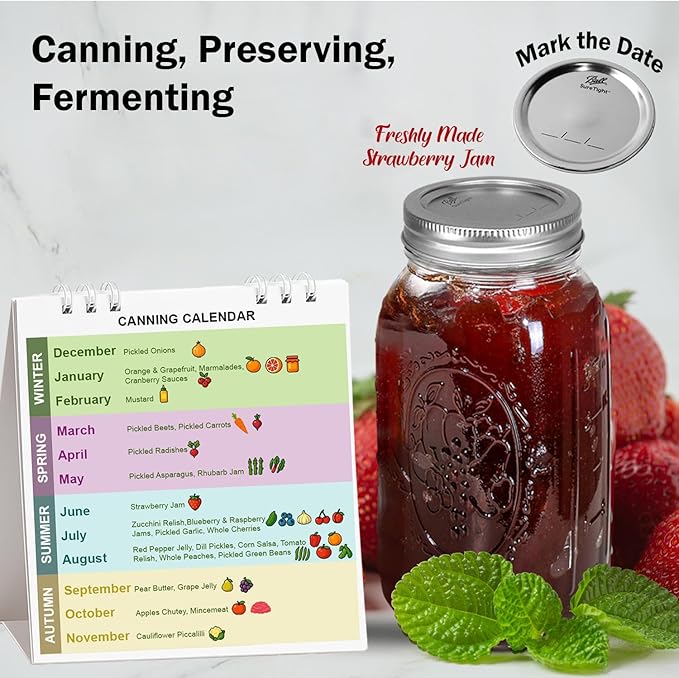 Ball Regular Mouth Mason Jars 32 oz. (4 Pack) - Quart Size Jars with Airtight Lids and Bands for Canning, Fermenting, Pickling, Meal Prep or DIY Decors and Projects Bundled with Peaknip Jar Opener