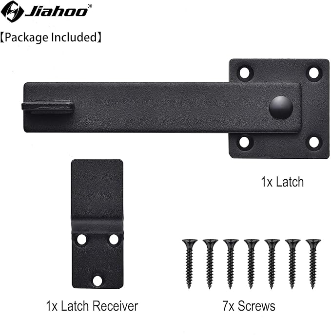 6" Barn Door Flip Latch Sliding Door Latch Gate Latch for Fence, Shed Door, Farm Gate, Solid Metal Heavy Duty Iron Hardware, add More Security and Privacy, Matte Black