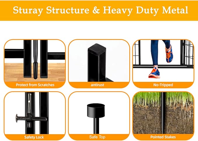 24 in(H) Decorative Garden Fence with Gate,16 Panels Total 31.4 Ft(L) Heavy Duty Iron Animal Barrier Fence for Yard,Suitable for Indoor Pet Or Outdoor Dog Fencing, Garden Border Fence