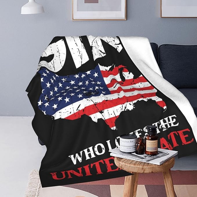 American Girl Throw Blanket Just A Girl Who Loves United States Decor Blanket Super Cozy Plush Lightweight Soft Plush Flannel Fleece Blanket Gifts for Girls Boys Kids Women for Sofa Bed Couch 40"X50"