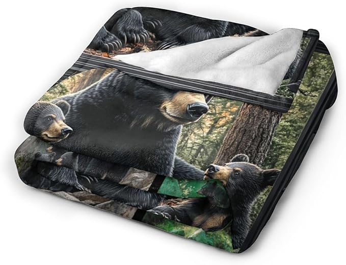 Bear Throw Blanket Farmhouse Bear Blankets Fleece Plush Flannel Super Soft Cozy Warm Lightweight Bears Decor Gifts for Boys Girls Kids Adults Men Women 40" x 50"