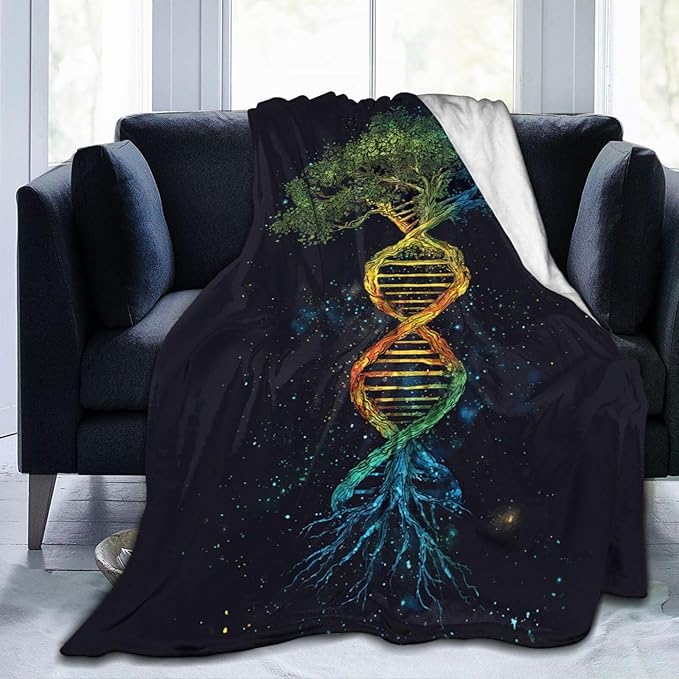 Dynova Tree of Life Blanket Cozy Plush Galaxy DNA Throw Blankets Fuzzy Flannel Fleece Gifts for Girls Boys Women Men Decor 60"X50"