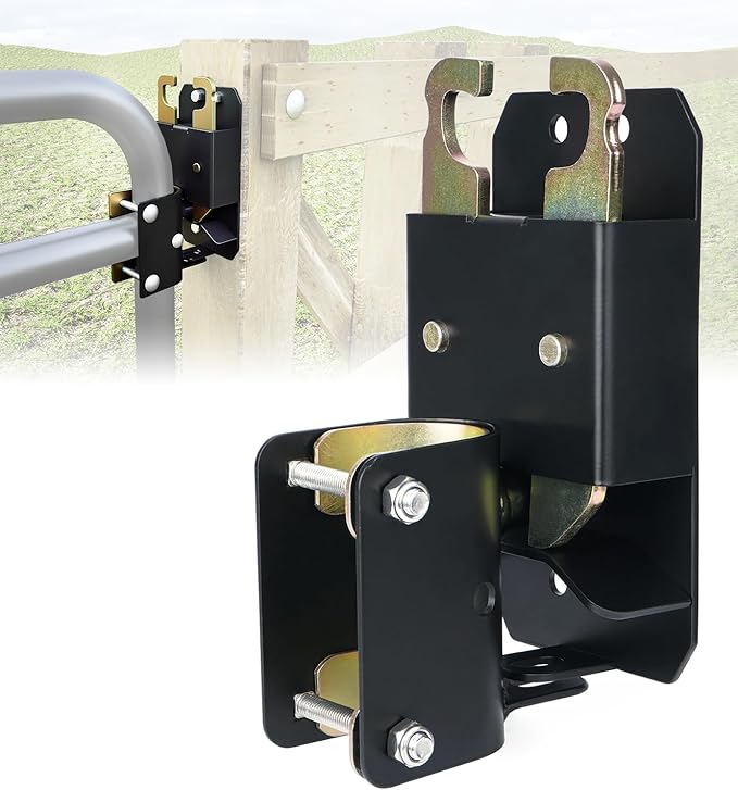 2 Way Farm Gate Latch, Heavy-Duty Lockable Fence Latch with Self-Locking Nut, Black Livestock Gate Latch Compatible with Pastures, Stables, Ranches, Horse Corrals,Farms
