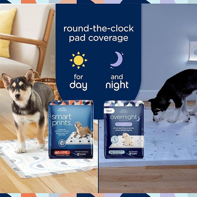 Pet Life Unlimited Overnight Extra Extra Large Puppy Pads – 30" x 36", 14 Count (XXL) | Stylish Dog Training Pads with Odor Controlling Wetness-Activated Chamomile Vanilla Scent | USA Made