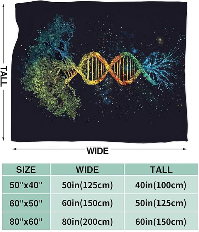 Dynova Tree of Life Blanket Cozy Plush Galaxy DNA Throw Blankets Fuzzy Flannel Fleece Gifts for Girls Boys Women Men Decor 80"X60"