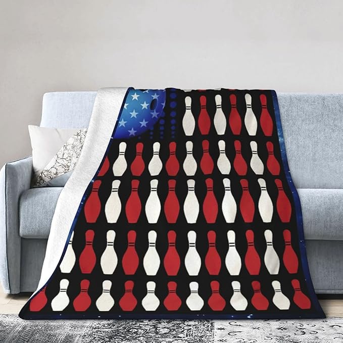 Super Cozy Soft Bowling Throw Blanket - Warm Plush Fluffy Women Men Lightweight Fleece Flannel Gifts for Kids Adults 60"X50"