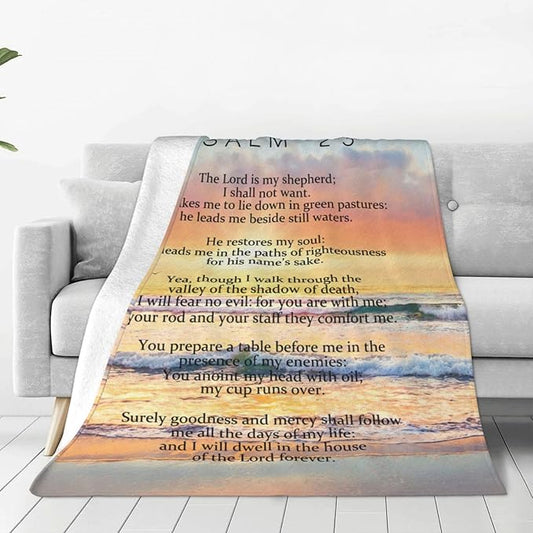 Psalm 23 Blanket Christian Gifts Religious Bible Verse Scripture Throw Blanket Comfy Plush Flannel Fleece Warm Soft Fluffy Fuzzy Blanket for Prayer Women Teens for Bed Sofa Couch 50"X60"