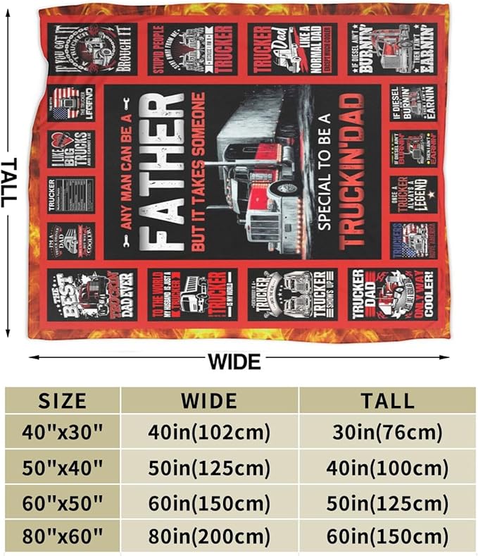 Truck Driver Blanket Best Truck Driver Blankets Fleece Plush Flannel Super Soft Cozy Warm Lightweight Trucker Decor Gifts for Boys Girls Kids Adults Men Women 50" x 60"