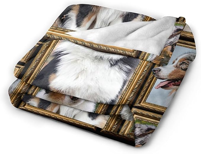 Australian Shepherd Blanket, Dog Throw Blankets, Animal Fuzzy Plush Blanket Ultra Soft for Dog Lover Gift Kids Teens Women Men Girls Boys Stuff Decor for Home Bedding Sofas Couch Camping 80"X60"