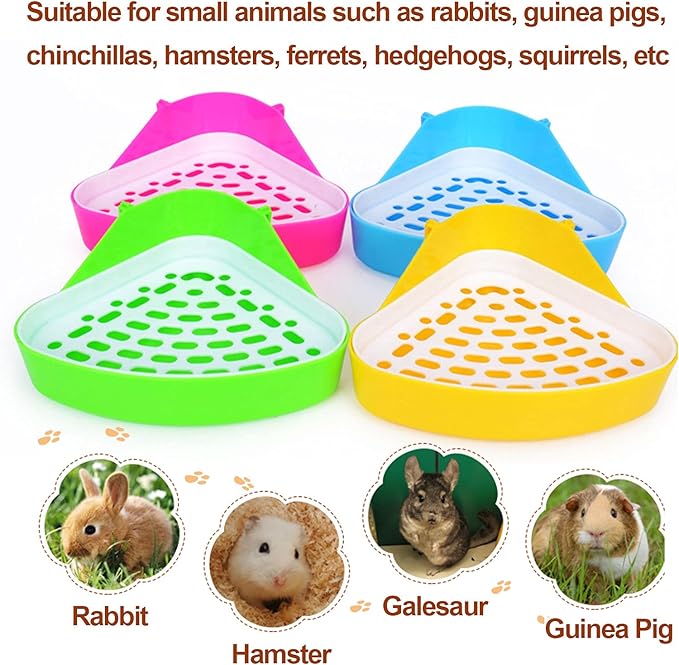 kathson Triangle Potty Trainer Corner Bunny Toilet Guinea Pig Litter Bedding Plastic Box Pet Pan for Rabbit Chinchilla Hamster Ferret Small Animal (Green)