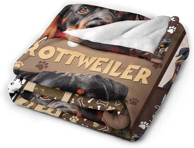 Dynova Rottweiler Blanket Cozy Plush Dog Lovers Gifts Throw Blankets Animal Fuzzy Flannel Fleece for Girls Boys Women Men 60"X50"